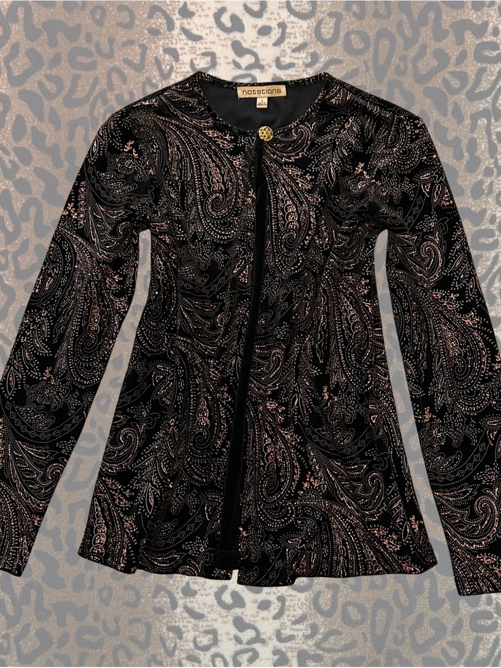 vintage 90s black velvet paisley glittery blouse
